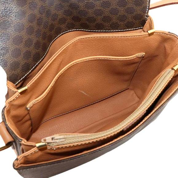 CELINE Macadam Shoulder Bag Leather Brown Gold Hardware - Picture 6 of 10